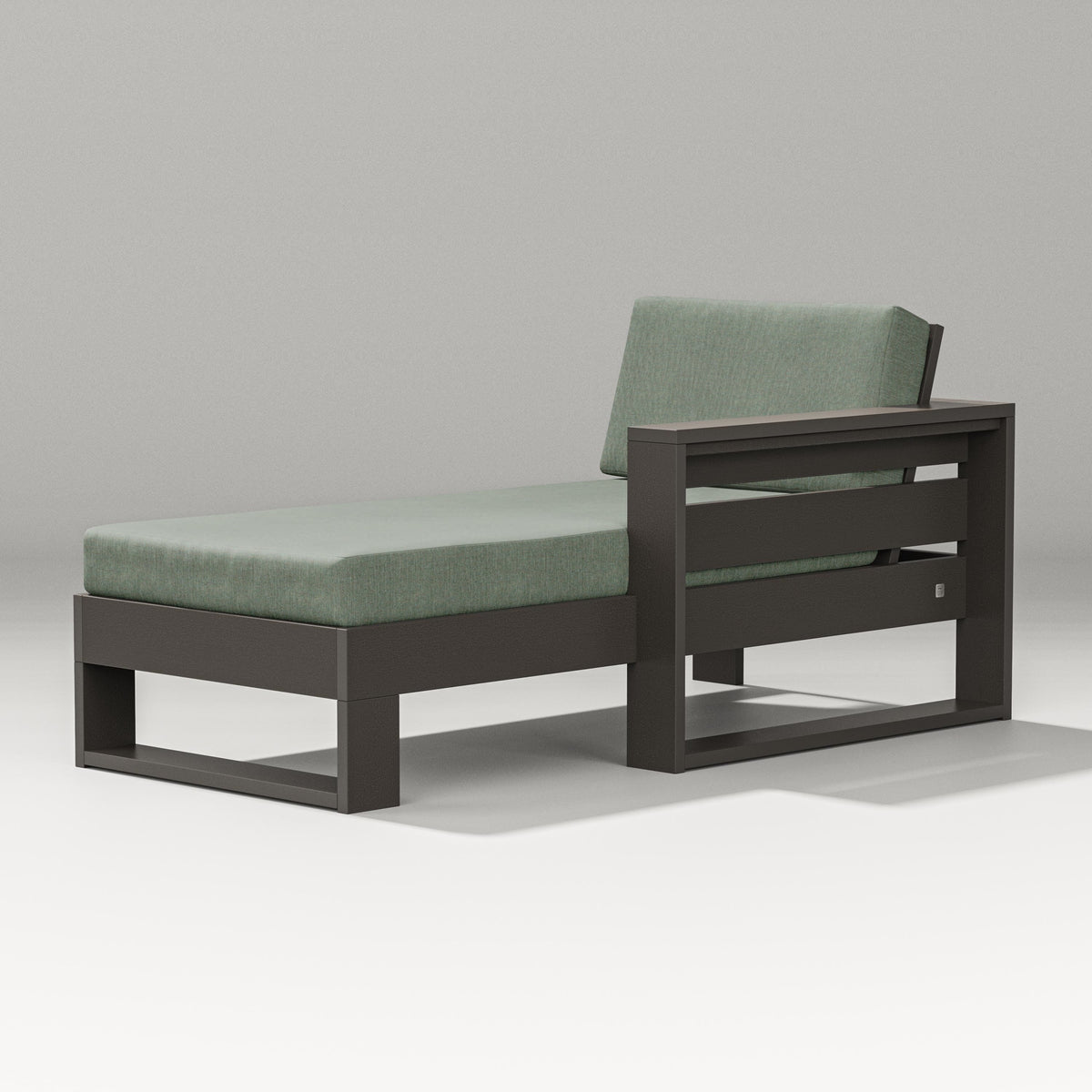 POLYWOOD Latitude Modular Right Arm Chaise in Vintage Coffee / Cast Sage
