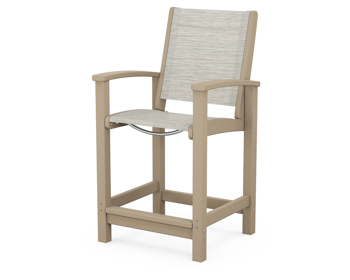 POLYWOOD Coastal Counter Chair in Vintage Sahara / Birch