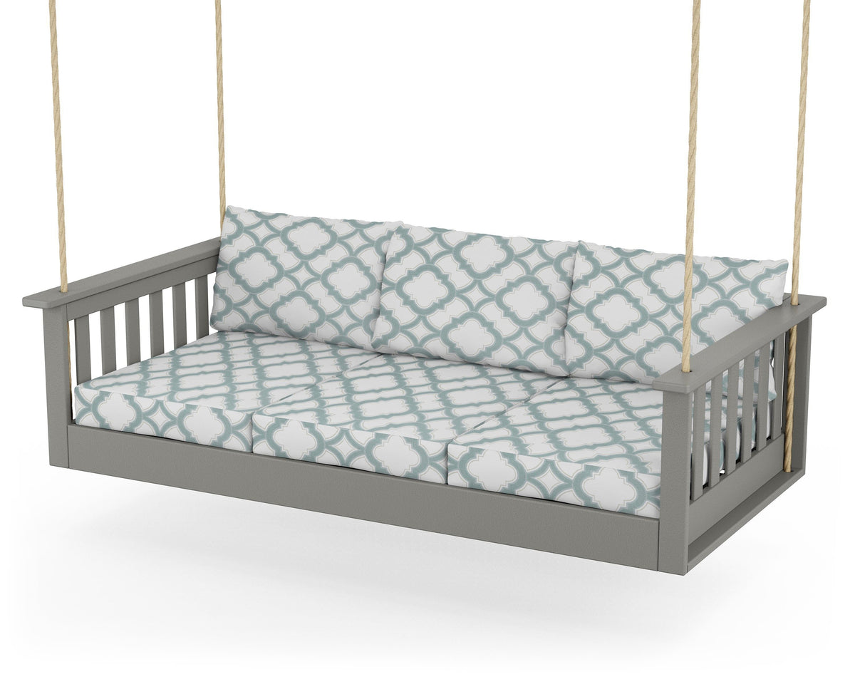 POLYWOOD Vineyard Daybed Swing in Slate Grey / Trellis Glacier Spa