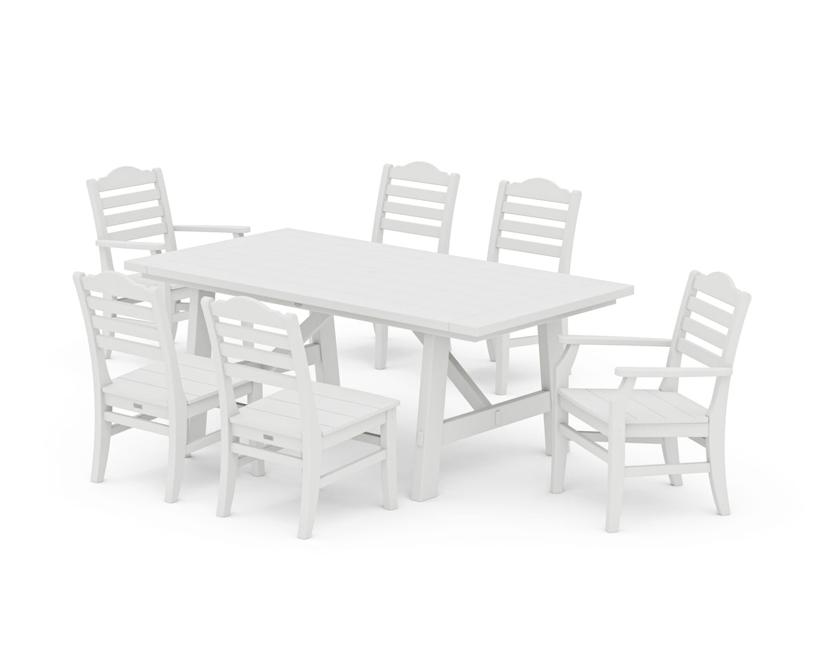 POLYWOOD Savannah 7-Piece Rustic Farmhouse Dining Set in Vintage White