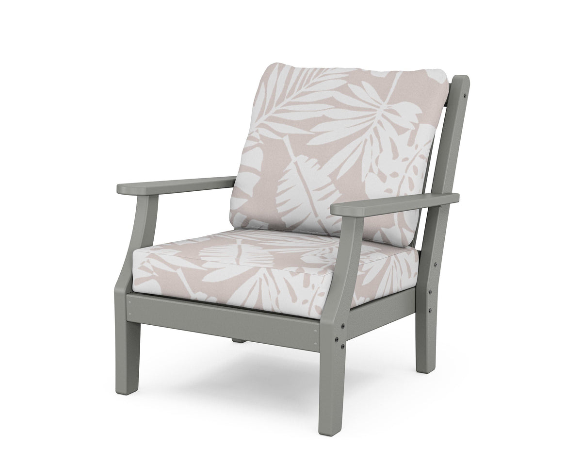 POLYWOOD Wovendale Deep Seating Chair in Slate Grey / Leaf Dune Burlap