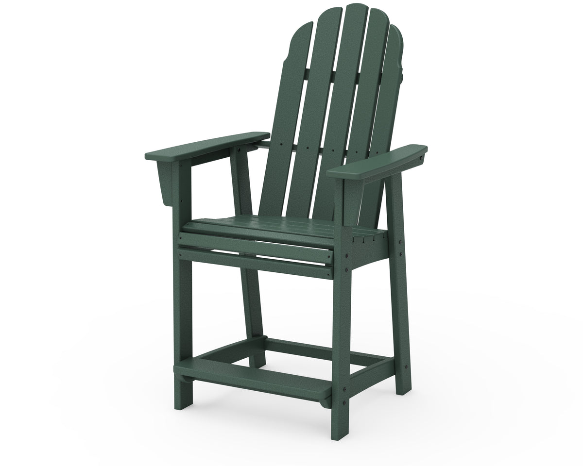 POLYWOOD Vineyard Curveback Adirondack Counter Chair in Green