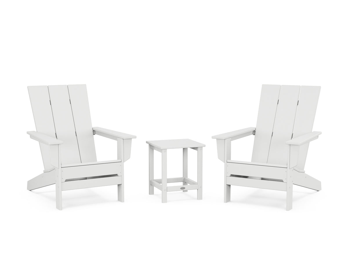 POLYWOOD 3-Piece Modern Studio Adirondack Set in White