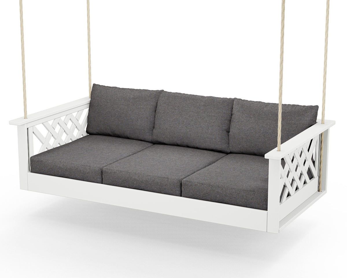 POLYWOOD Wovendale Daybed Swing in White / Ash Charcoal
