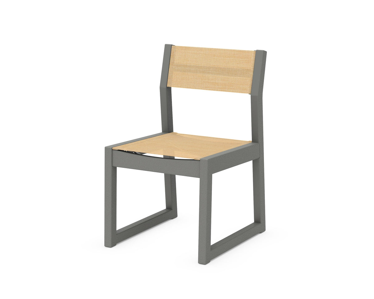 POLYWOOD EDGE Sling Dining Side Chair in Slate Grey / Dupioni Apricot