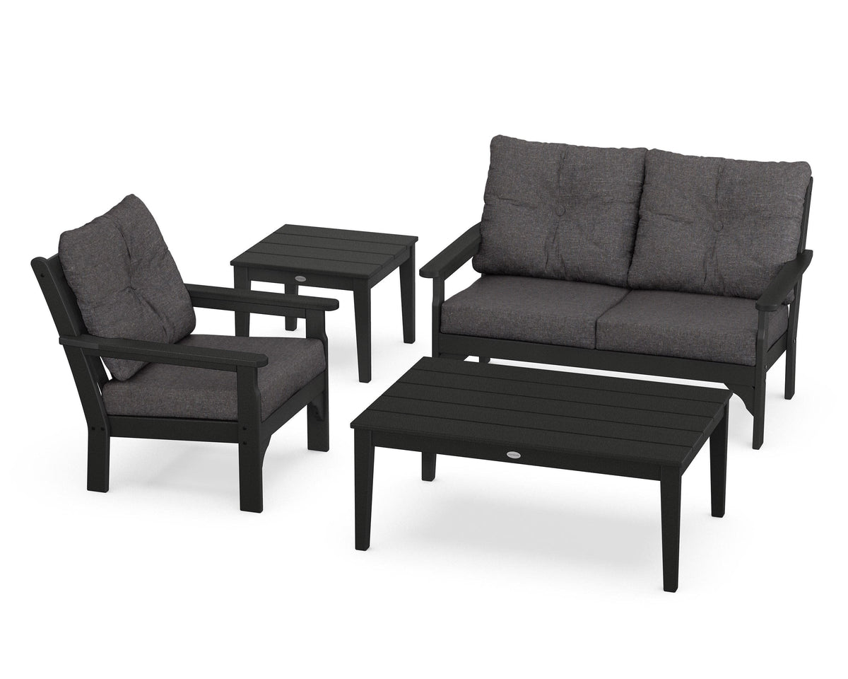 POLYWOOD Vineyard 4-Piece Deep Seating Set in Black / Ash Charcoal