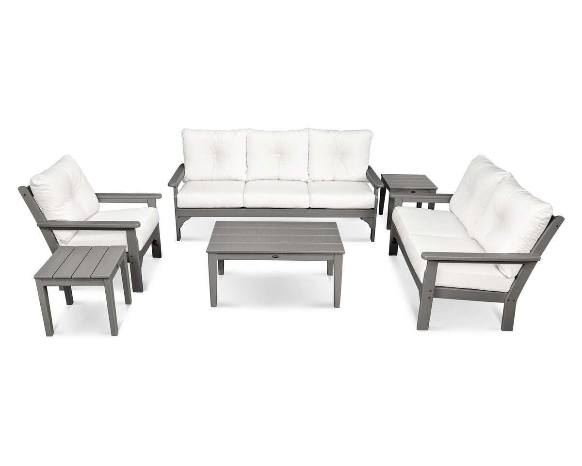 POLYWOOD Vineyard 6-Piece Deep Seating Set in Slate Grey / Natural