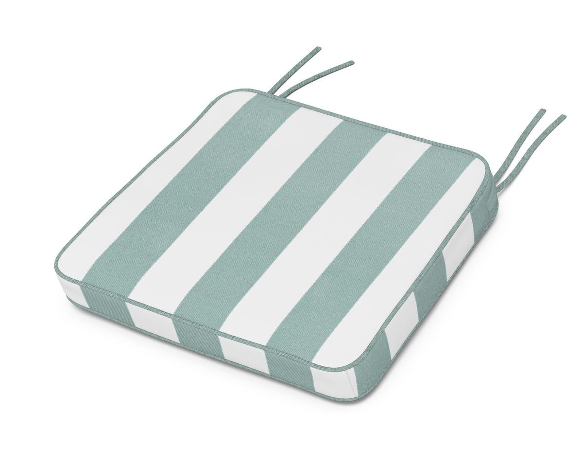 POLYWOOD Chinoiserie Arm Chair Seat Cushion in Cabana Stripe Glacier Spa