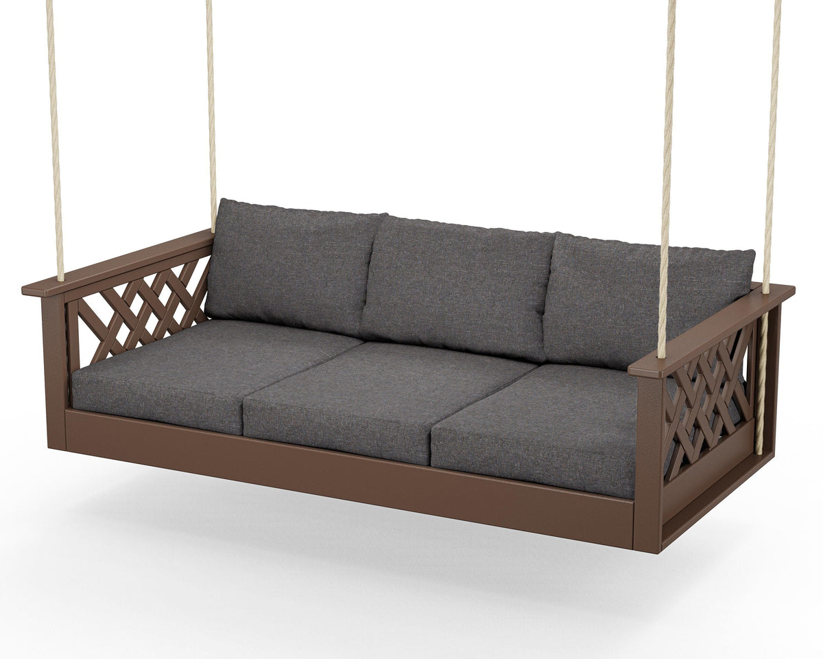 POLYWOOD Wovendale Daybed Swing in Mahogany / Ash Charcoal