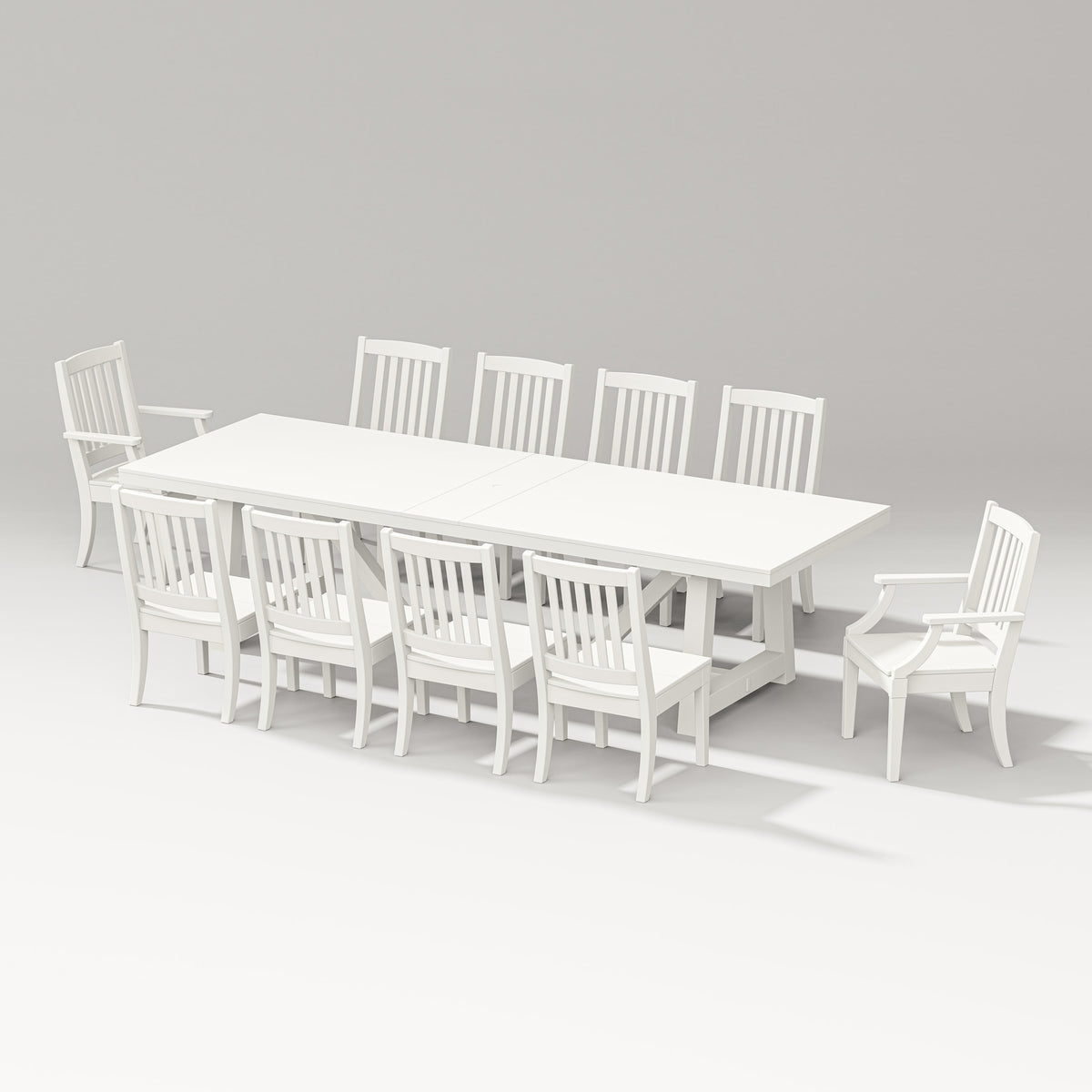 POLYWOOD Estate 11-Piece A-Frame Table Dining Set - 120" Table in Vintage White