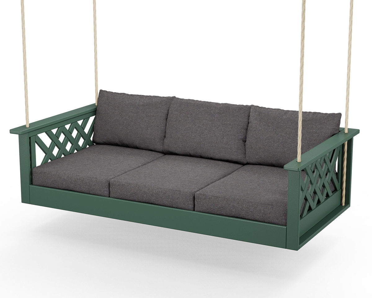 POLYWOOD Wovendale Daybed Swing in Green / Ash Charcoal