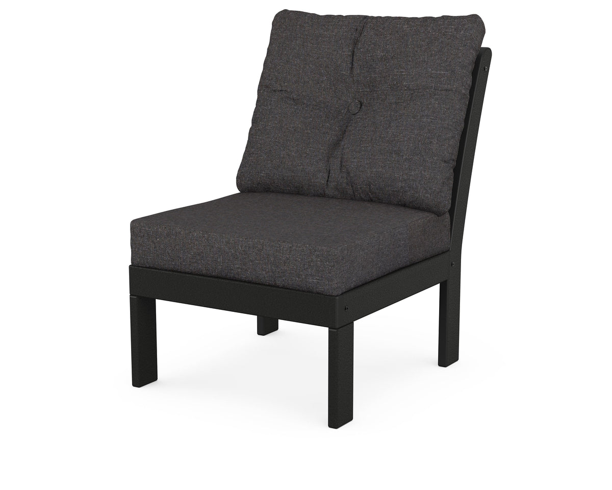 POLYWOOD Vineyard Modular Armless Chair in Black / Ash Charcoal