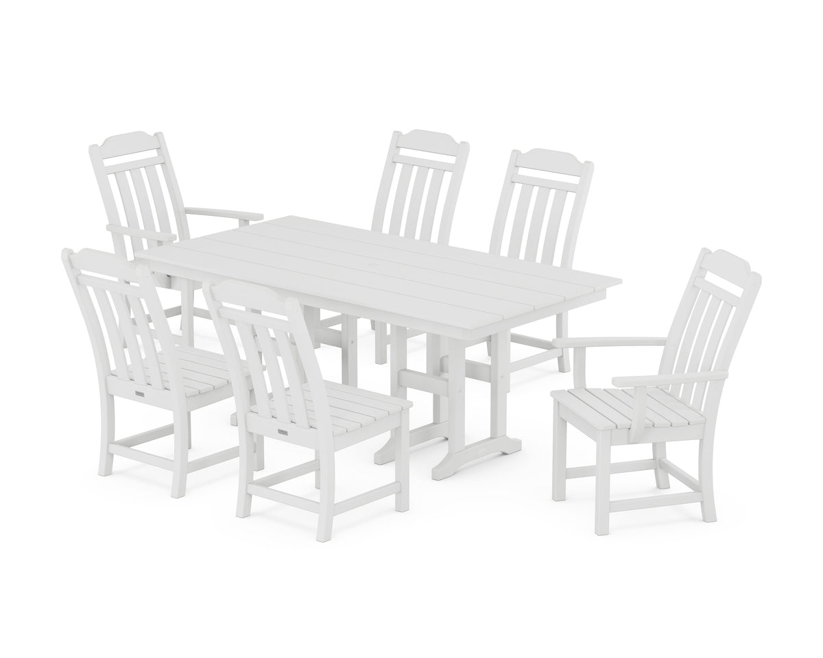 POLYWOOD Cottage 7-Piece Farmhouse Dining Set in White