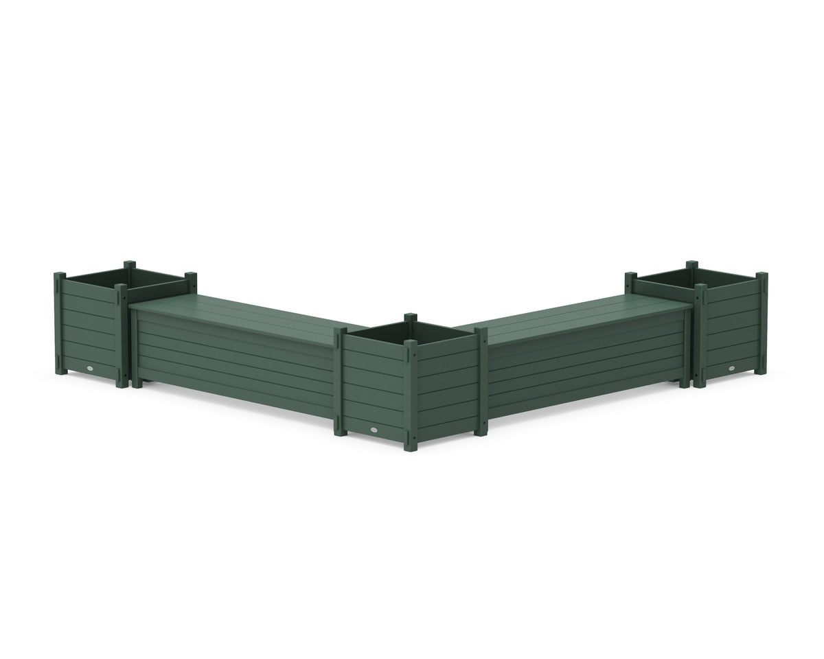 POLYWOOD 60" Nautical L-Shaped Planter Storage Bench Corner Set - Large in Green