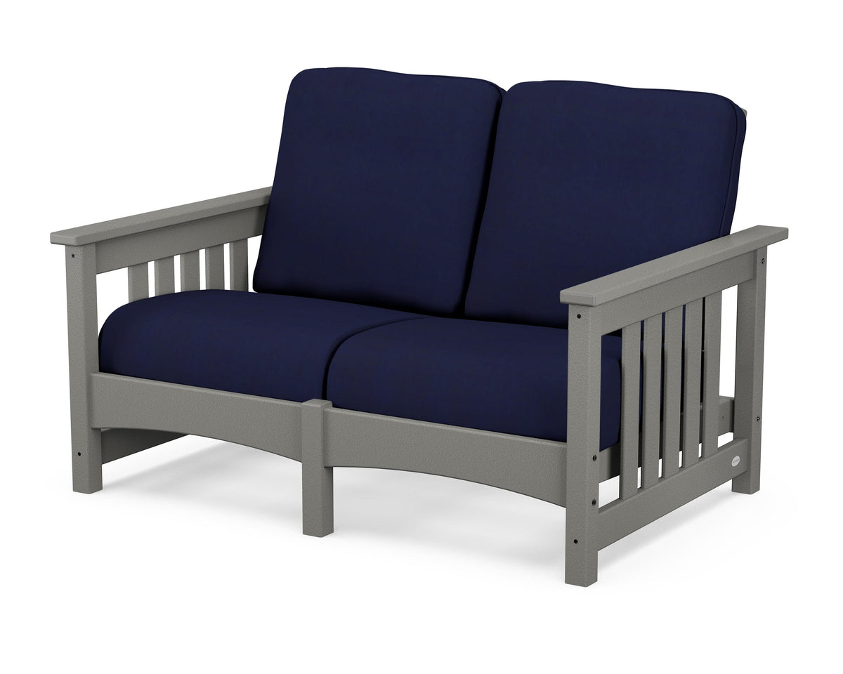 POLYWOOD Club Mission Loveseat in Slate Grey / Navy