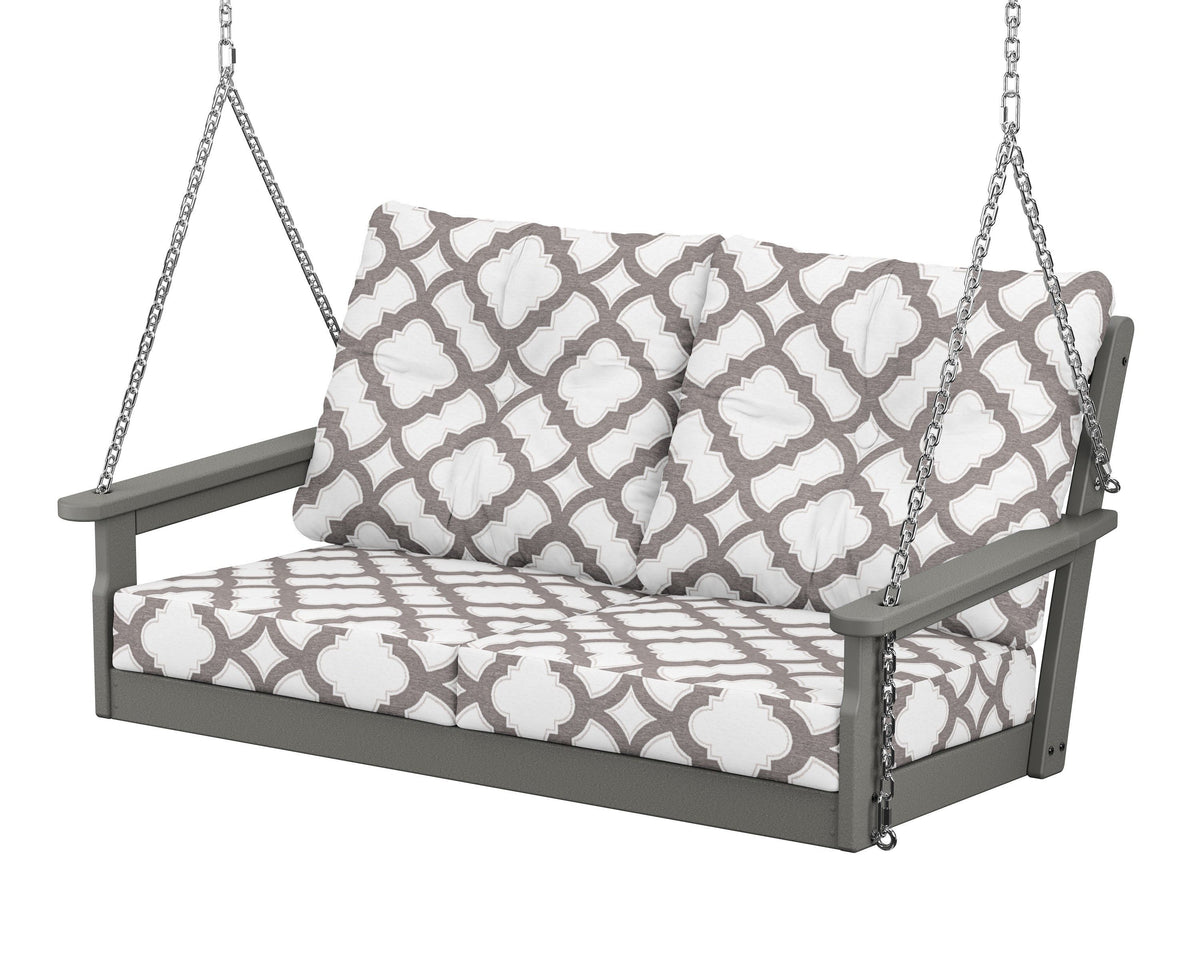 POLYWOOD Vineyard Deep Seating Swing in Slate Grey / Trellis Grey Mist