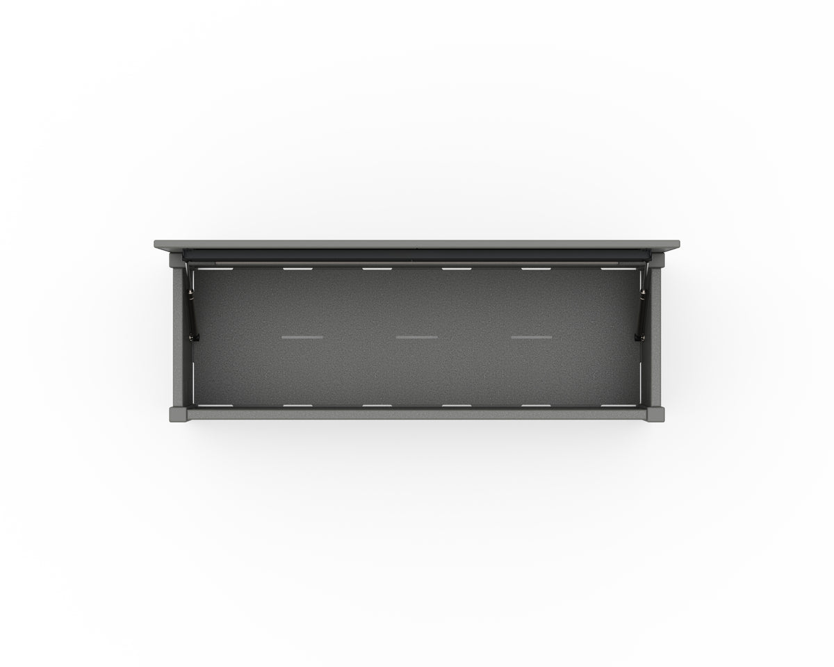 Second additional angle of the POLYWOOD Nautical 48" Storage Bench in Slate Grey