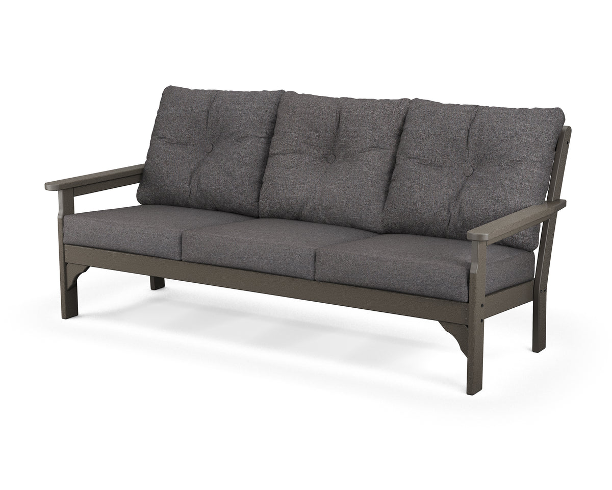 POLYWOOD Vineyard Deep Seating Sofa in Vintage Coffee / Ash Charcoal