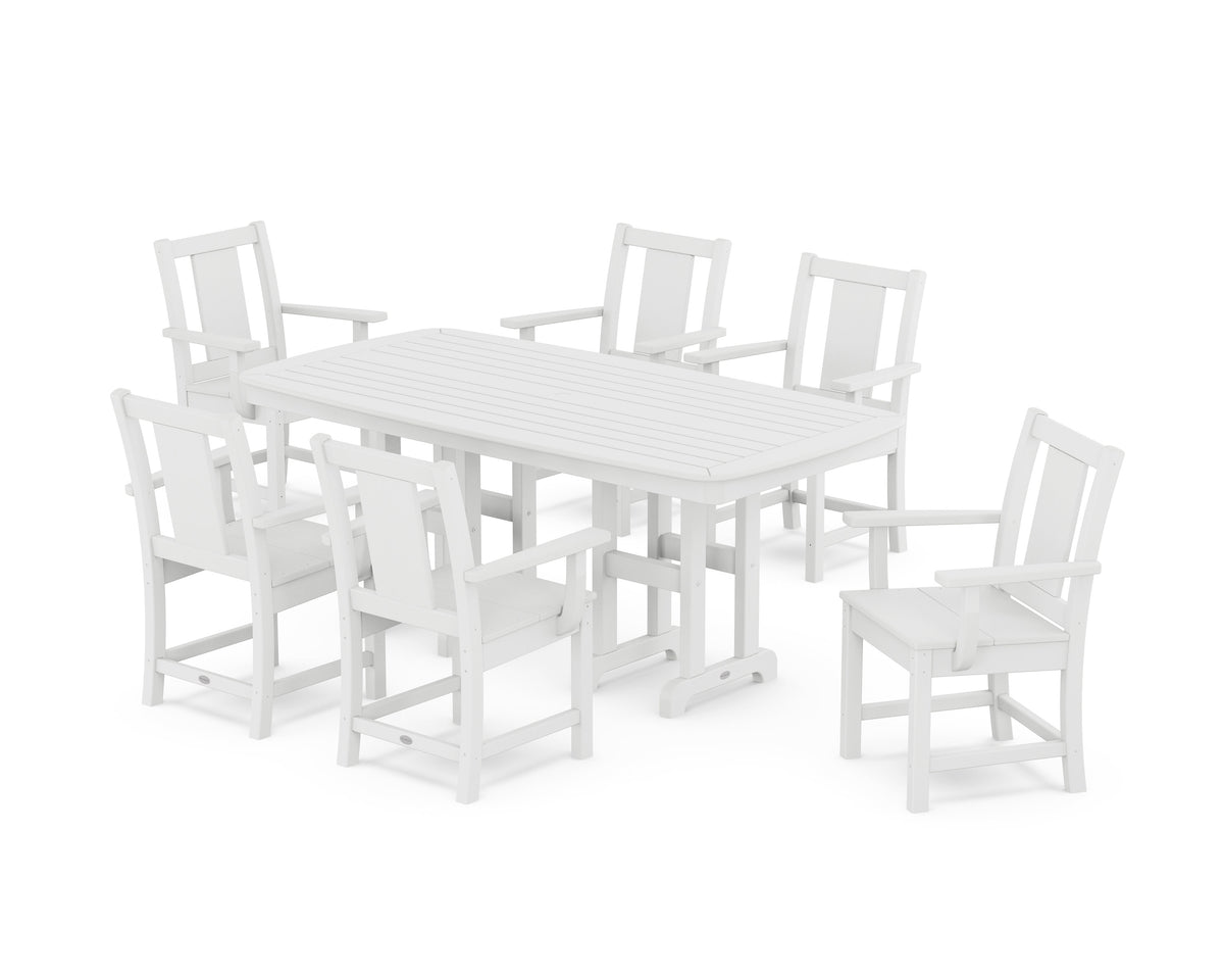 POLYWOOD Prairie Arm Chair 7-Piece Dining Set in White
