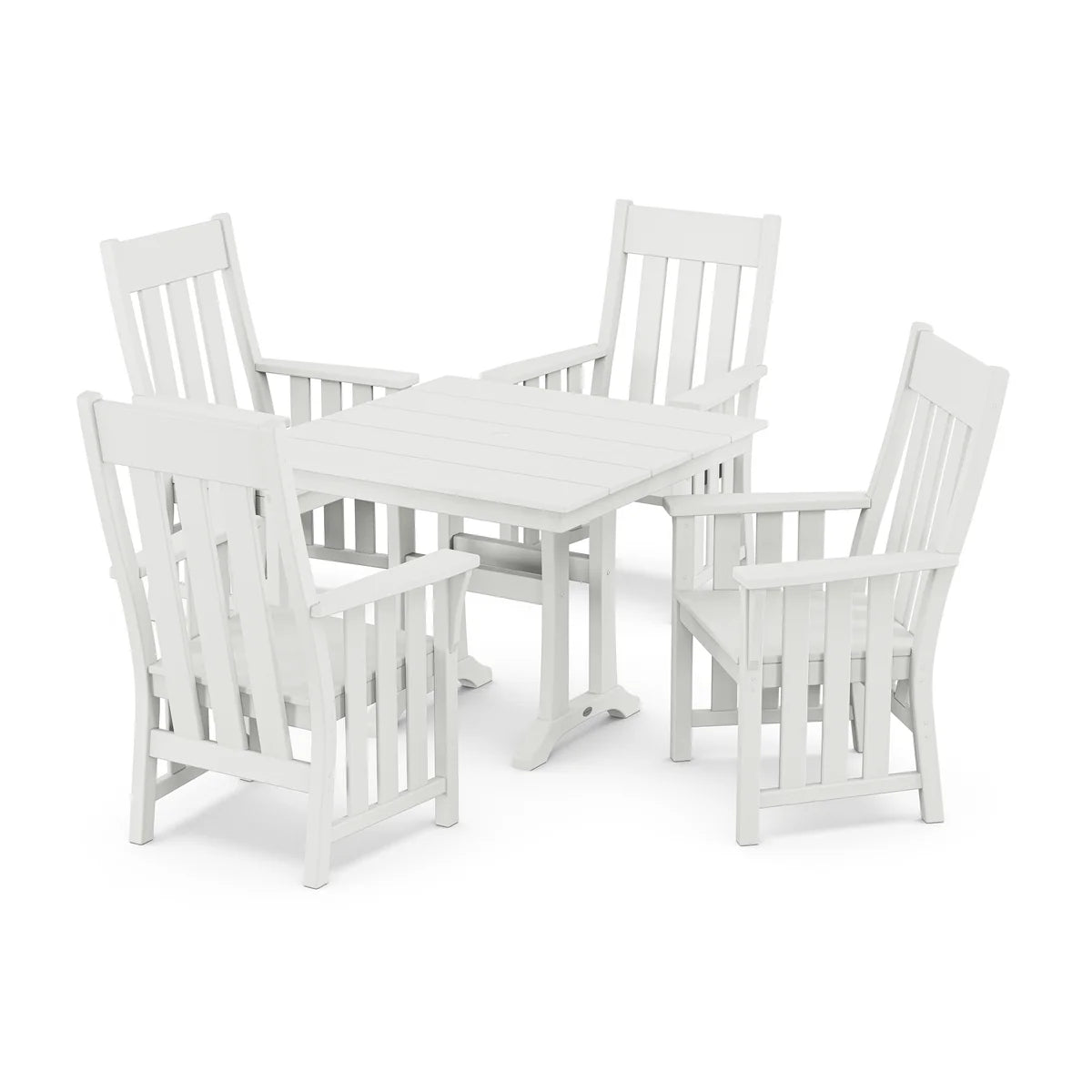 POLYWOOD Acadia 5-Piece Farmhouse Dining Set with Trestle Legs