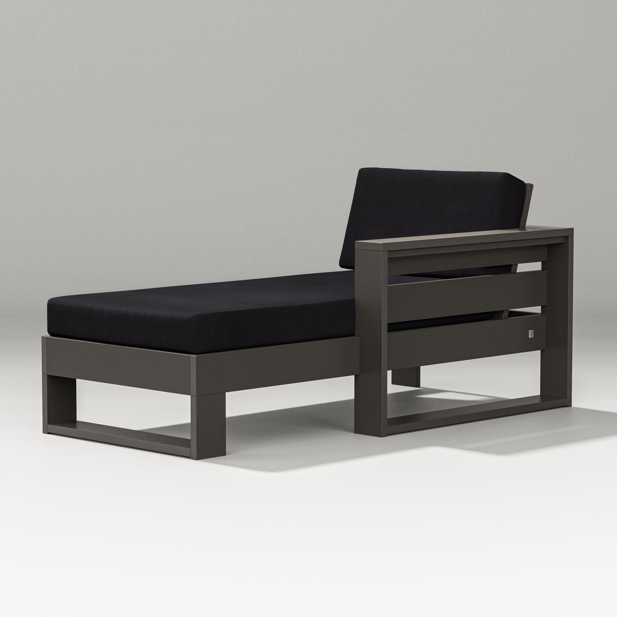 POLYWOOD Latitude Modular Right Arm Chaise in Vintage Coffee / Midnight Linen
