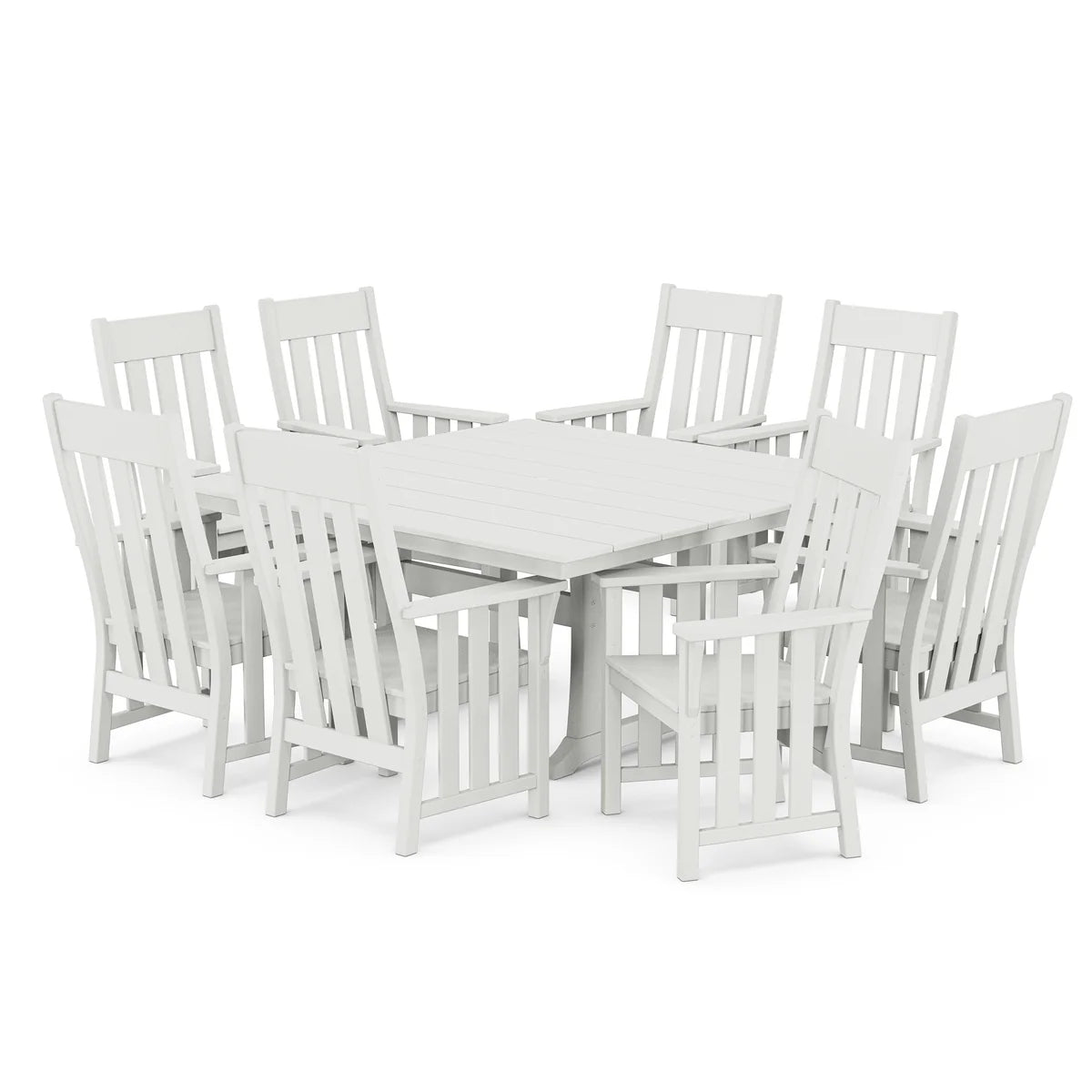 POLYWOOD Acadia 9-Piece Square Farmhouse Dining Set with Trestle Legs