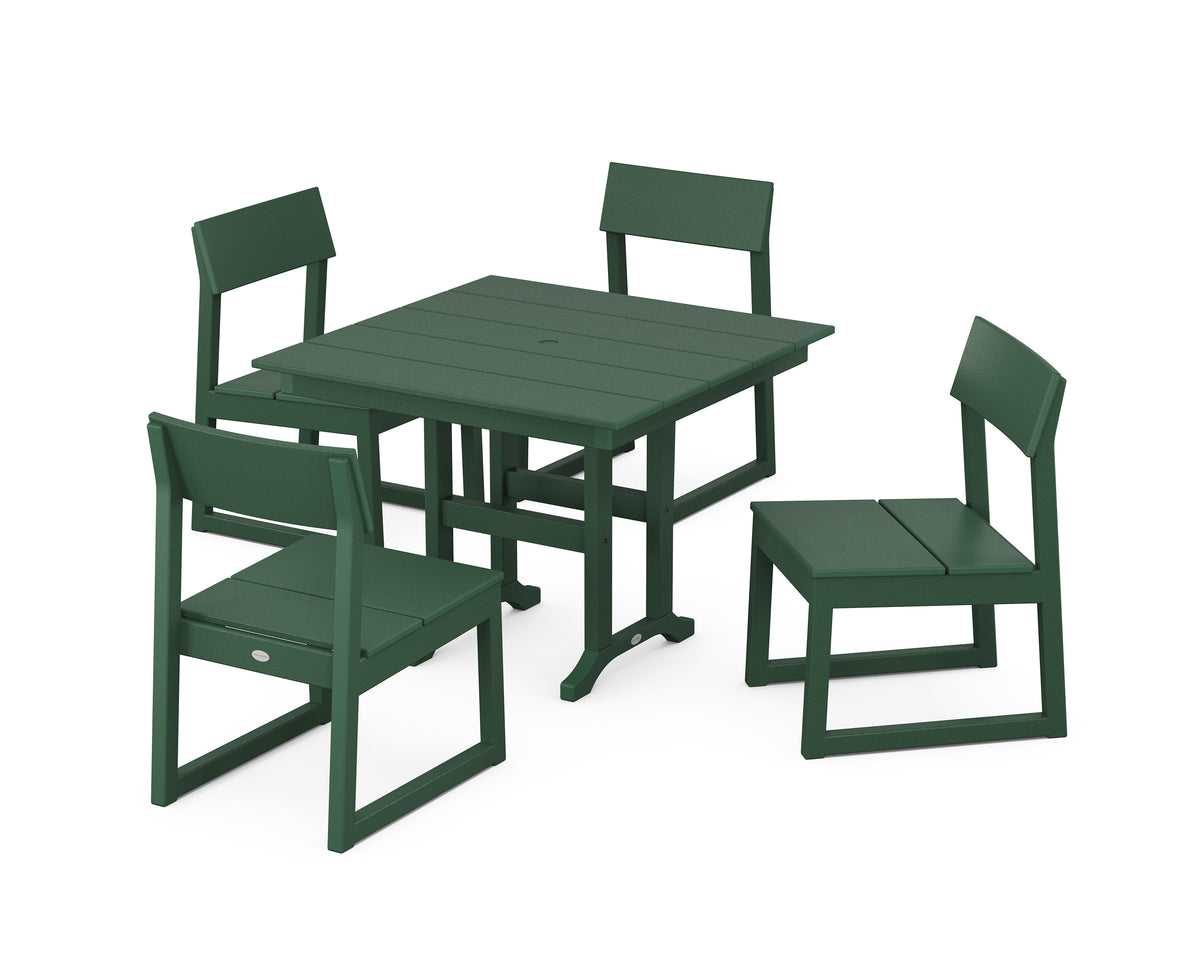 POLYWOOD EDGE Side Chair 5-Piece Farmhouse Dining Set in Green