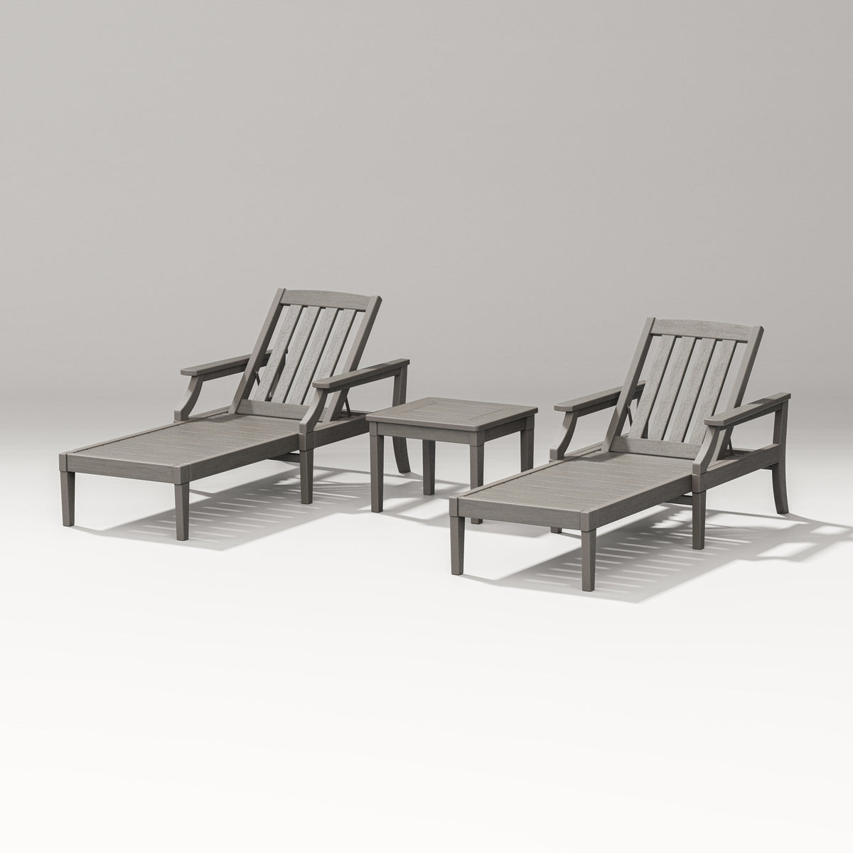 POLYWOOD Estate 3-Piece Chaise Lounge Set in Driftwood