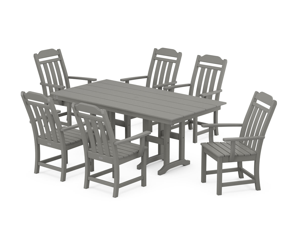 POLYWOOD Cottage Arm Chair 7-Piece Farmhouse Dining Set in Slate Grey