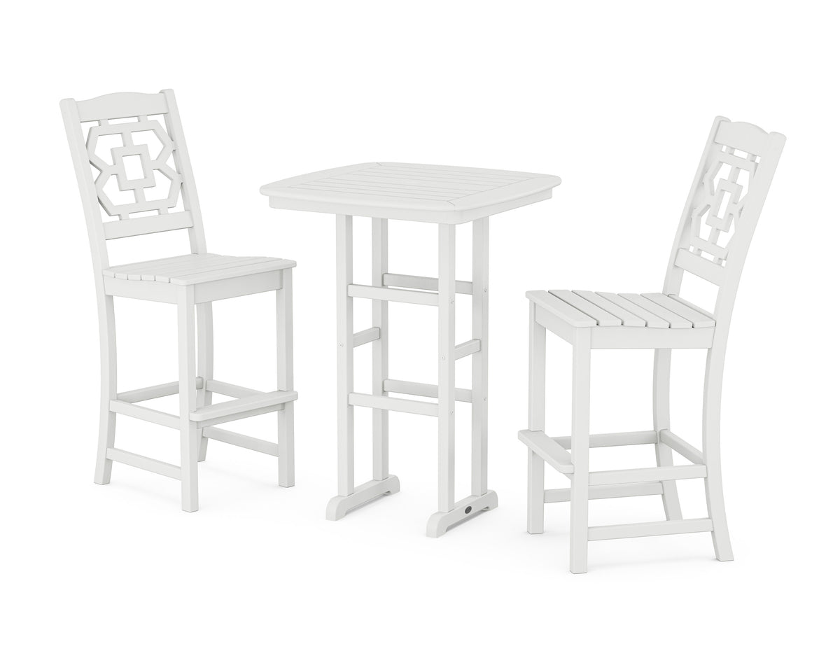 POLYWOOD Chinoiserie 3-Piece Bar Set in White