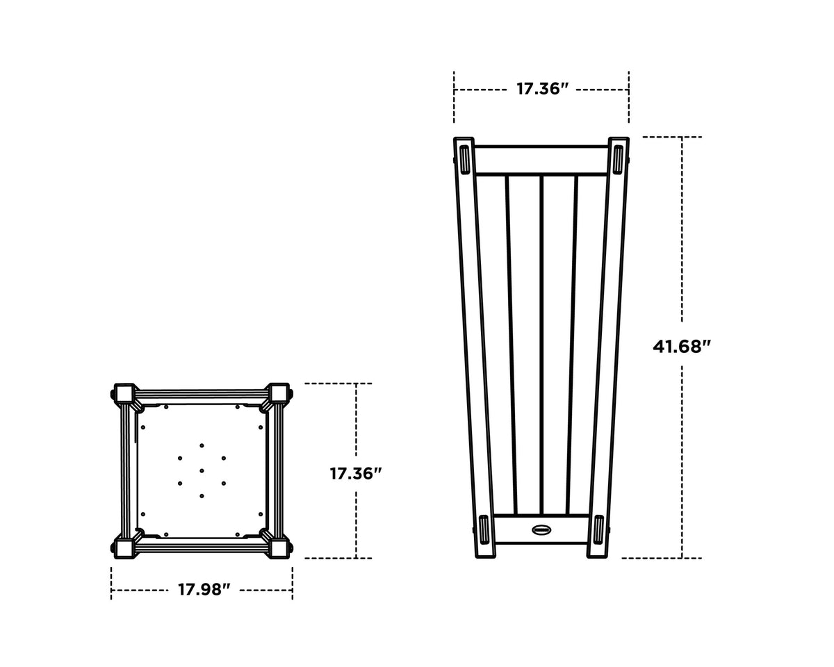 POLYWOOD Vineyard Tapered Square Tall Planter Box dimensions