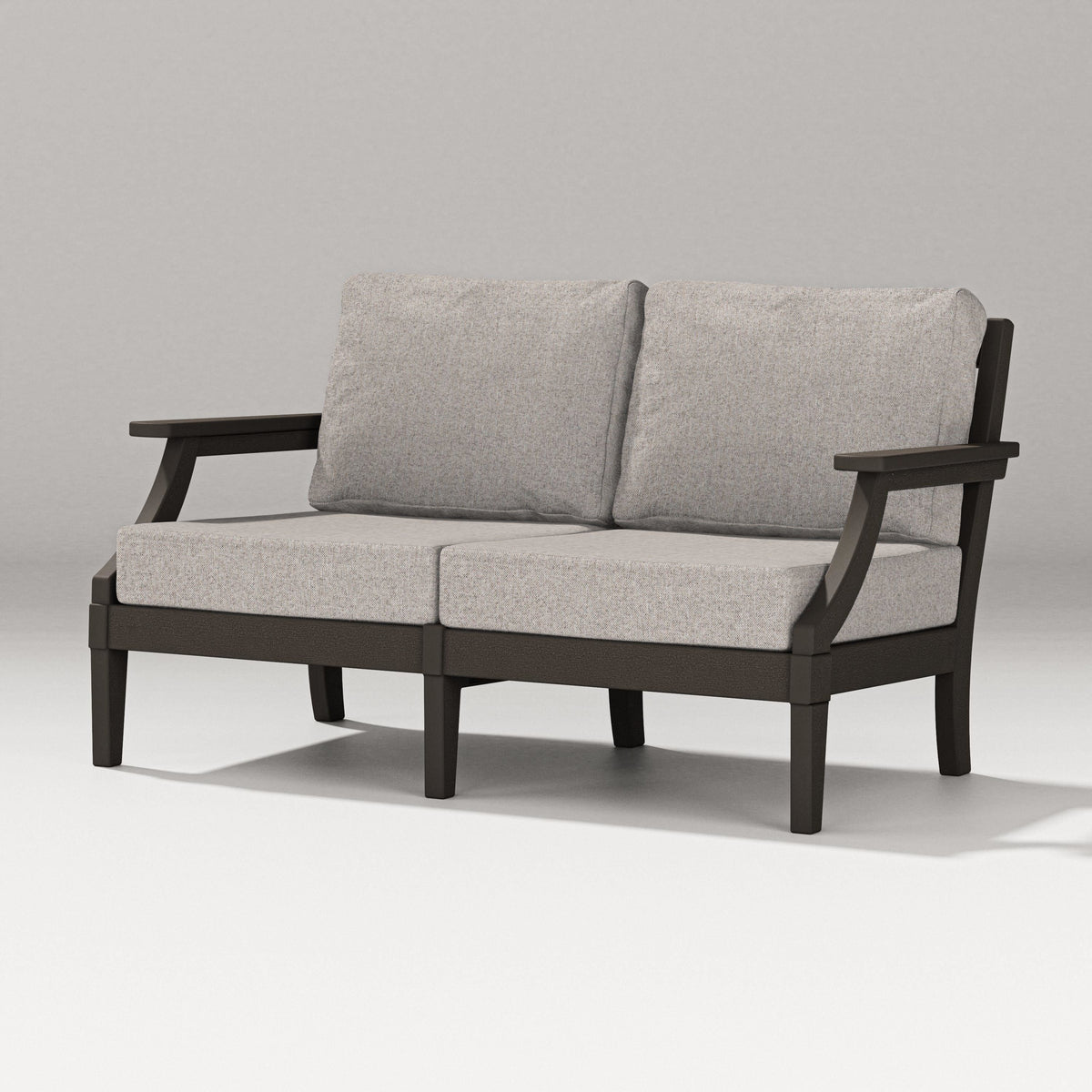 POLYWOOD Estate Loveseat in Vintage Coffee / Weathered Tweed