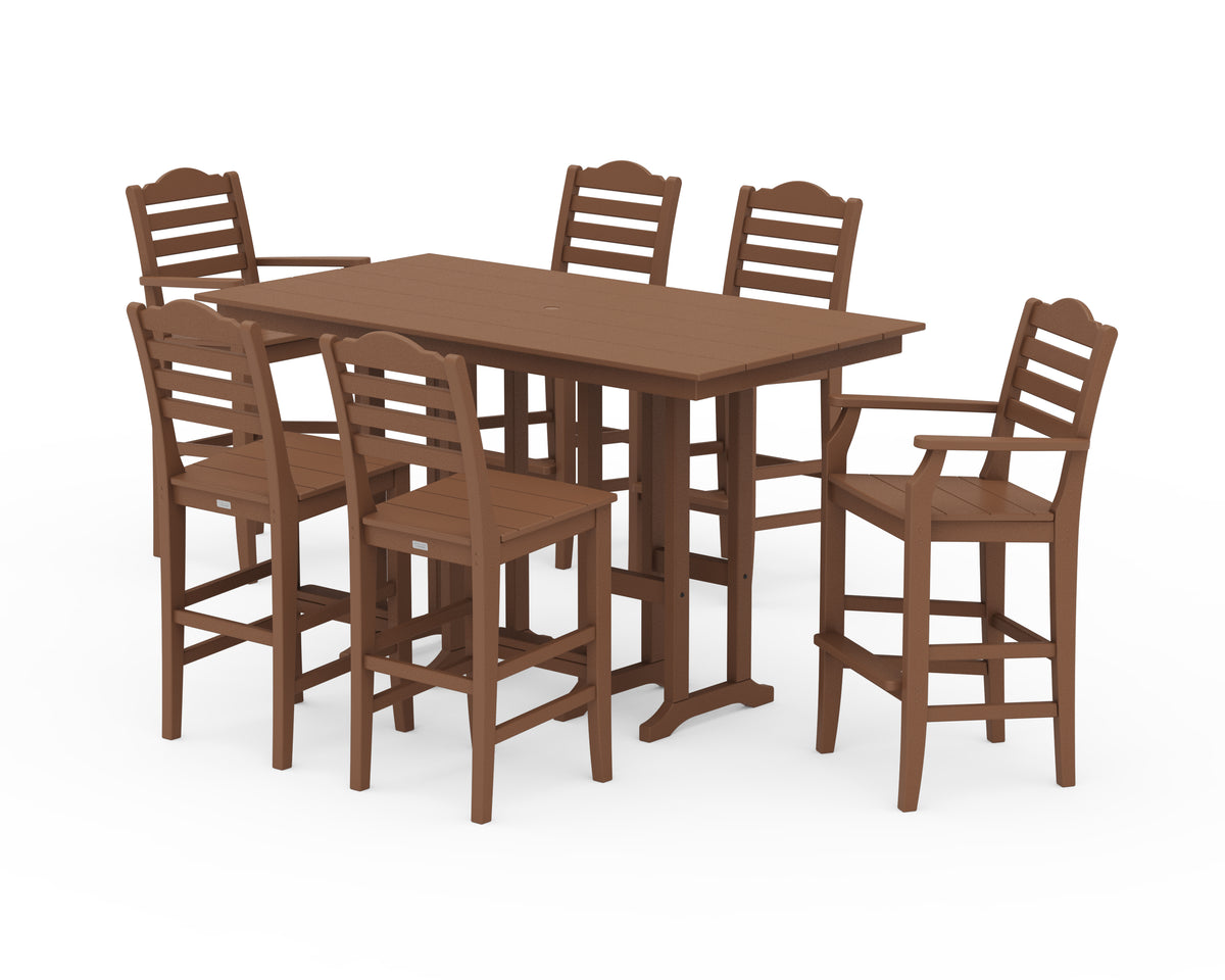 POLYWOOD Savannah 7-Piece Farmhouse Bar Set in Teak