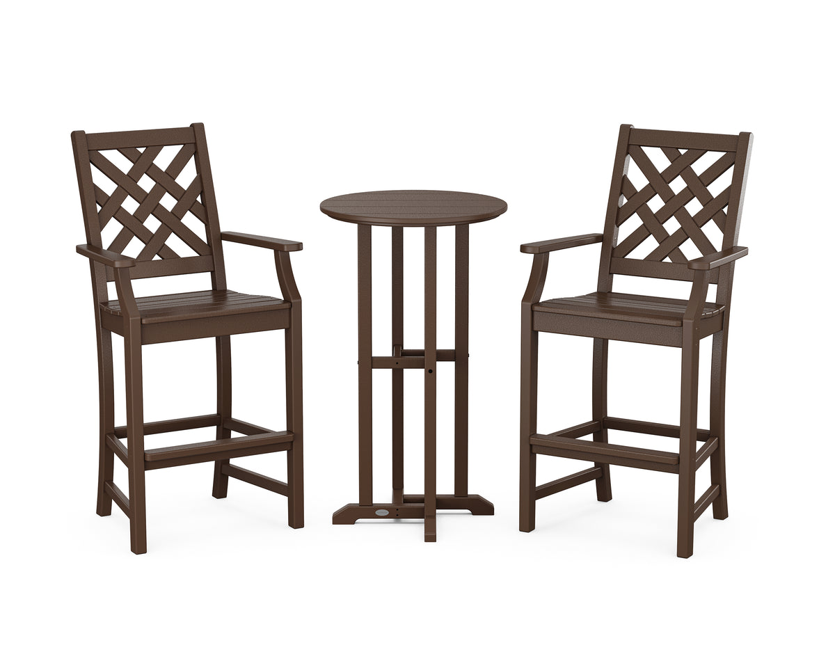 POLYWOOD Country Living Wovendale 3-Piece Farmhouse Bar Set in Mahogany