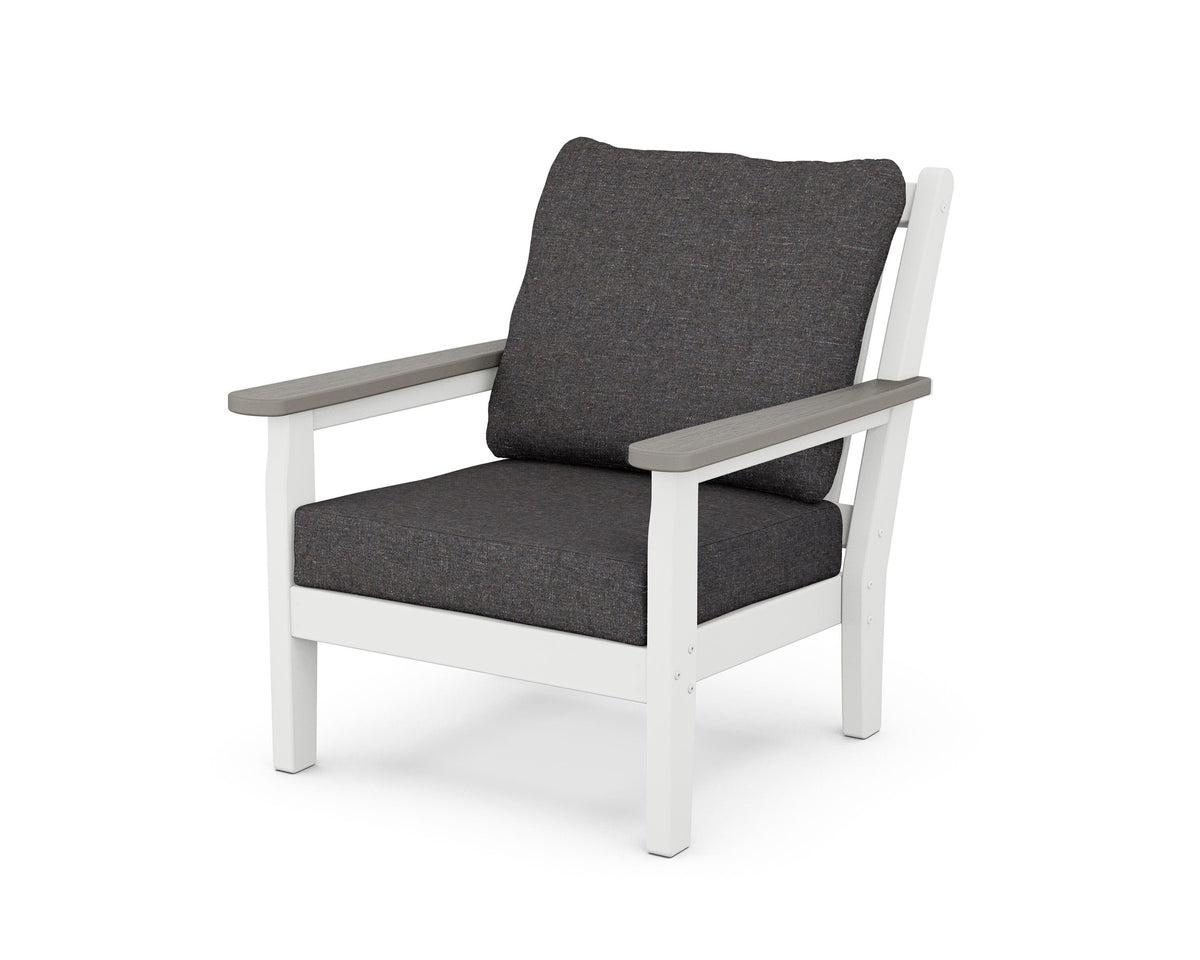 POLYWOOD Chippendale Deep Seating Chair in White / Driftwood / Ash Charcoal