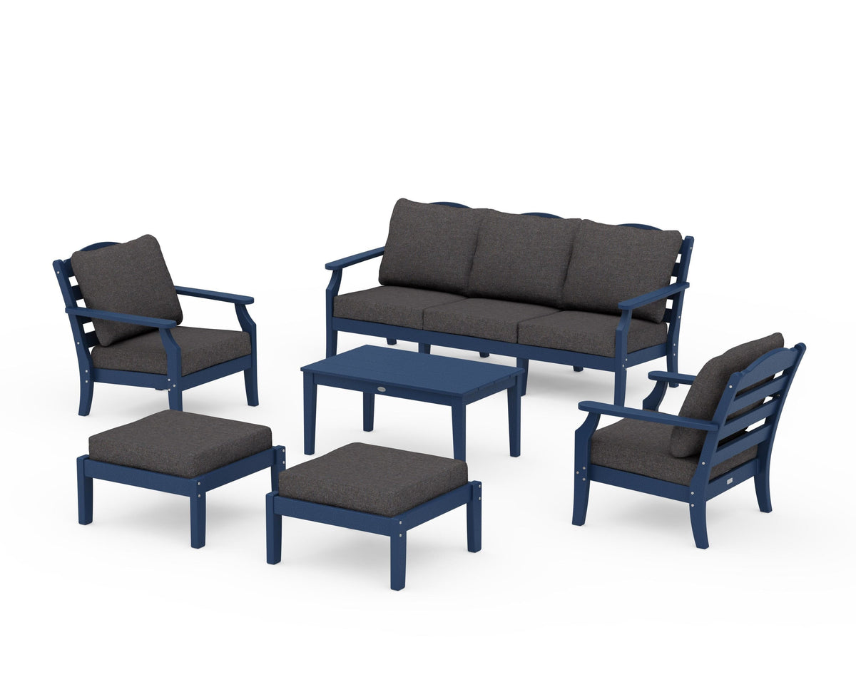 POLYWOOD Savannah 6-Piece Lounge Sofa Set in Navy