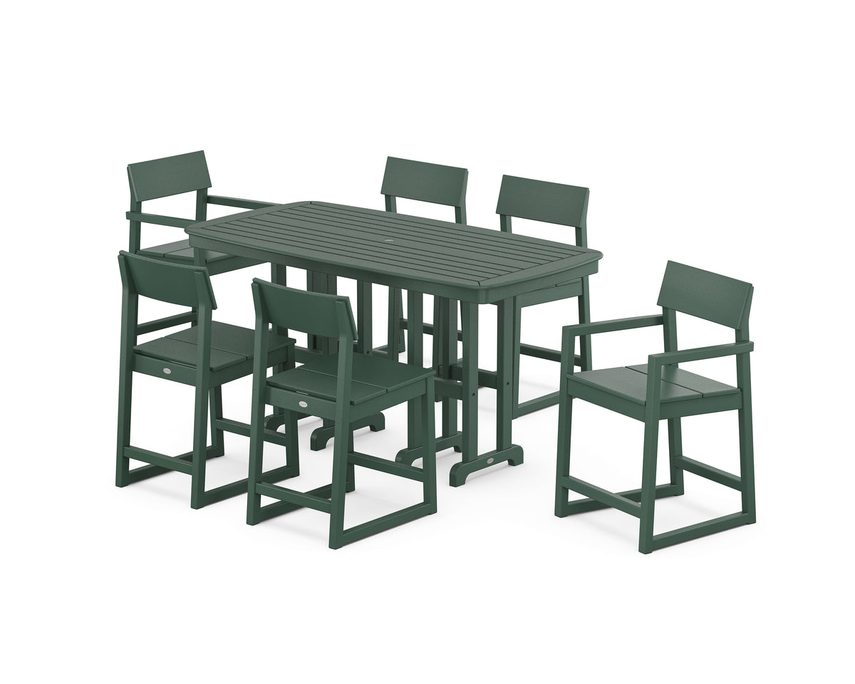 POLYWOOD EDGE 7-Piece Counter Set in Green