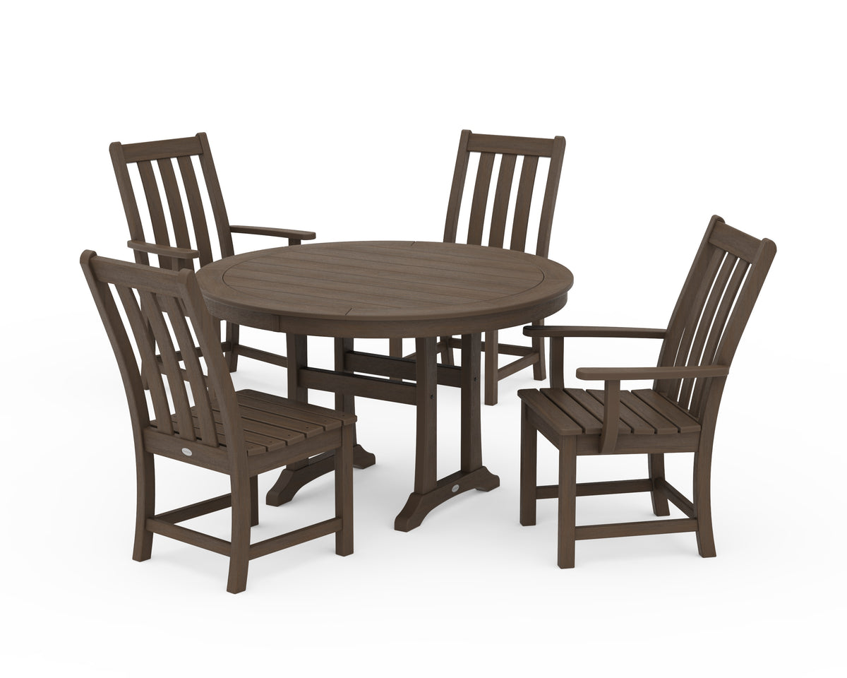 POLYWOOD Vineyard 5-Piece Nautical Trestle Dining Set in Kona