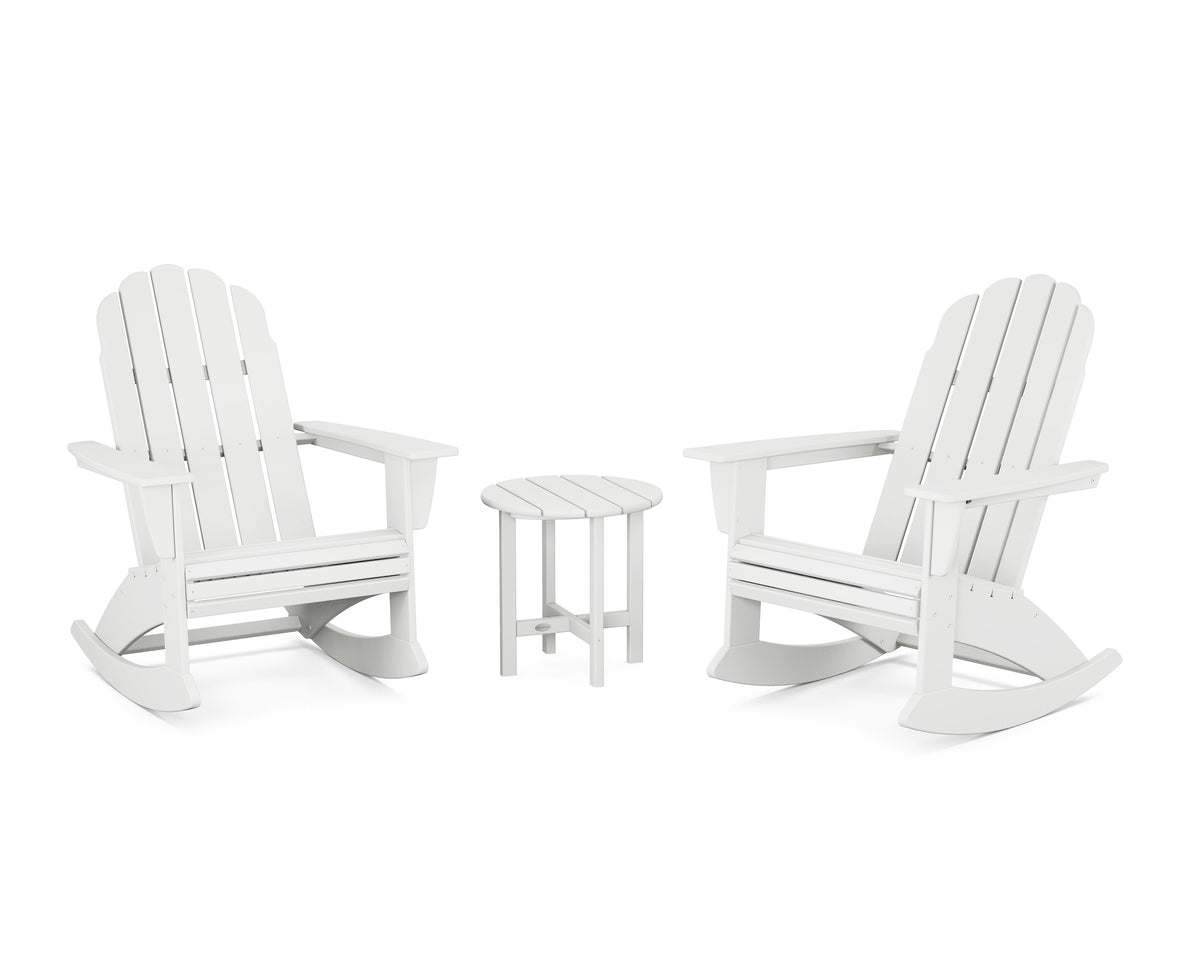 POLYWOOD Vineyard Curveback 3-Piece Adirondack Rocking Chair Set in White