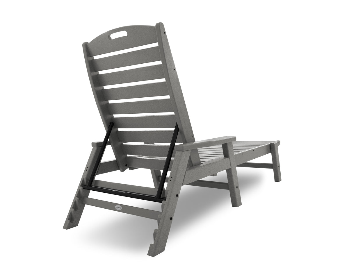 Additional angle of the POLYWOOD Nautical Chaise with Arms in Slate Grey