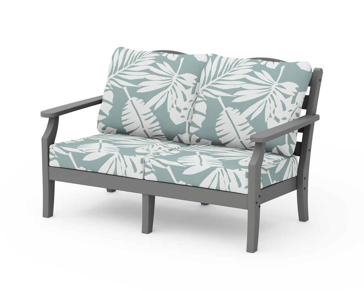 POLYWOOD Savannah Deep Seating Loveseat in Slate Grey / Leaf Glacier Spa