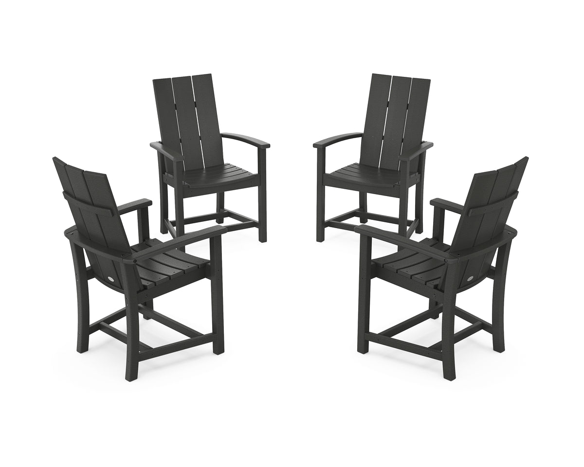 POLYWOOD Modern 4-Piece Upright Adirondack Conversation Set in Black