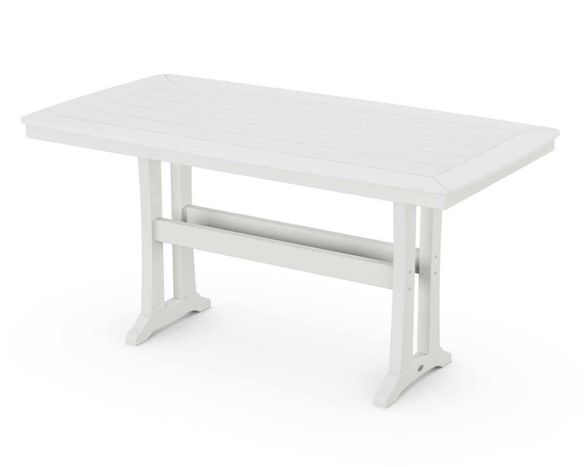POLYWOOD Nautical Trestle 38" x 73" Counter Table in Vintage White