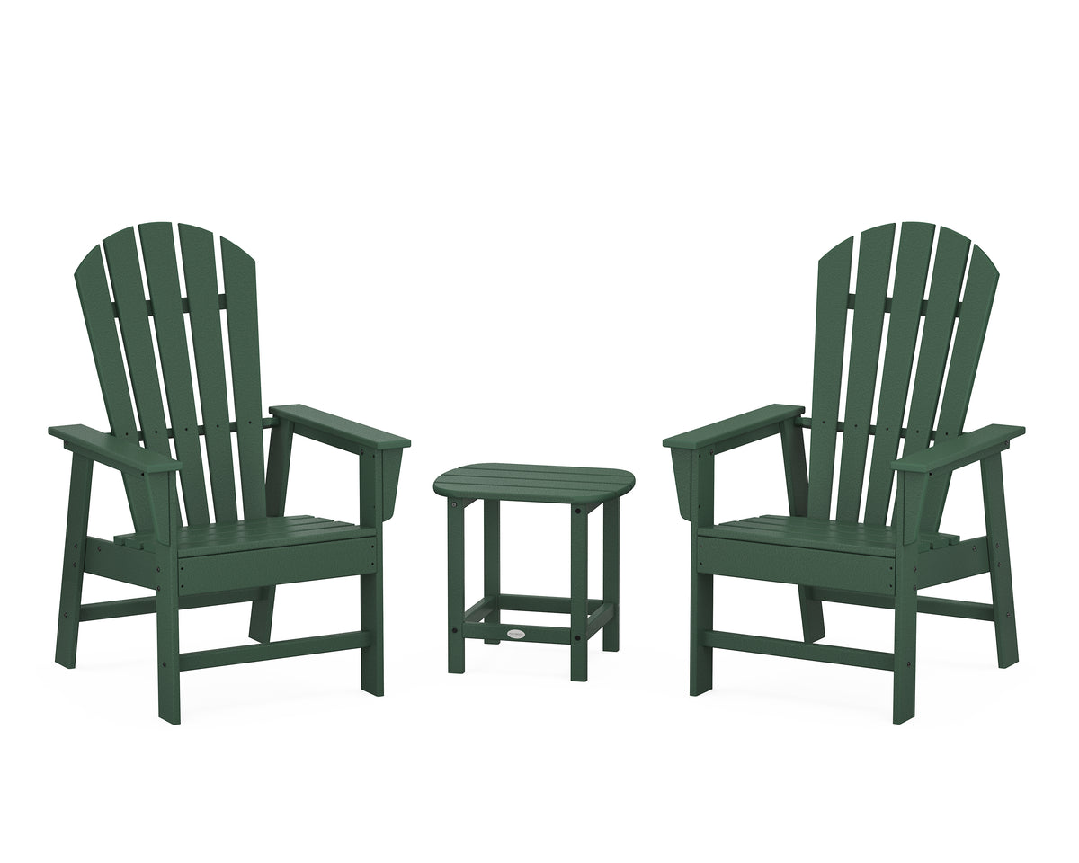 POLYWOOD South Beach Casual Chair 3-Piece Set with 18" South Beach Side Table in Green
