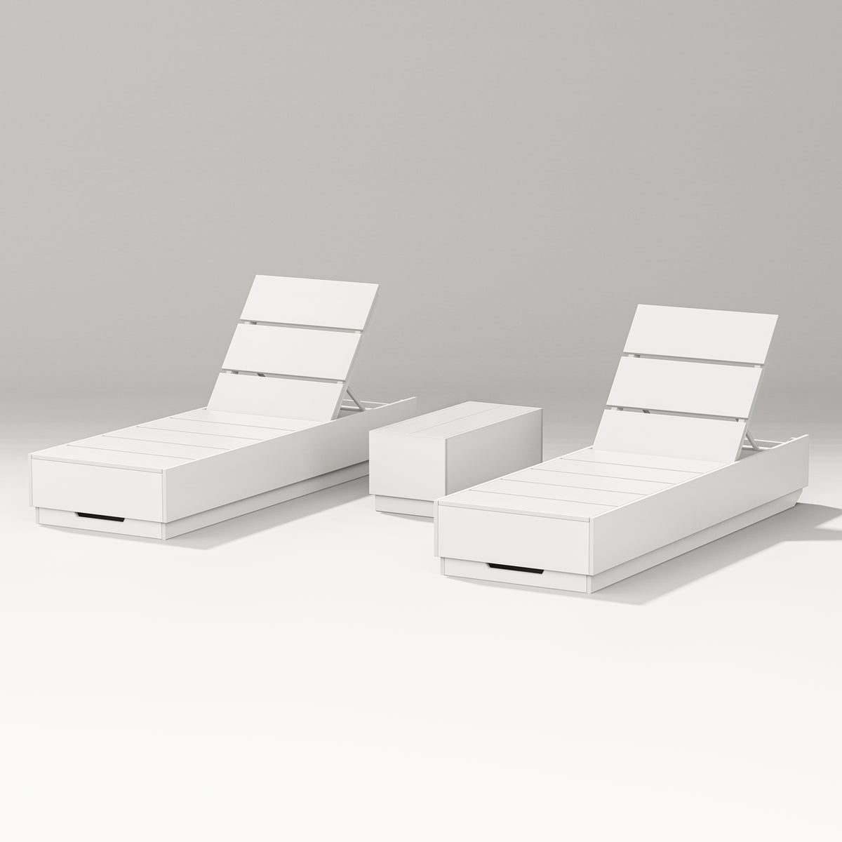 POLYWOOD PW Designer Series Elevate 3-Piece Chaise Lounge Set in Vintage White
