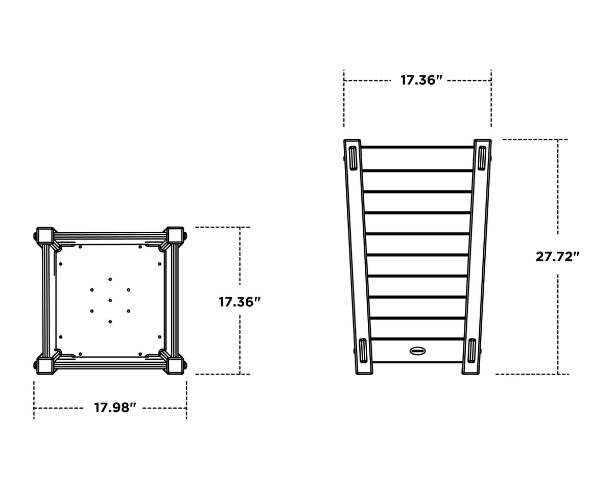 POLYWOOD Nautical Tapered Square Short Planter Box dimensions