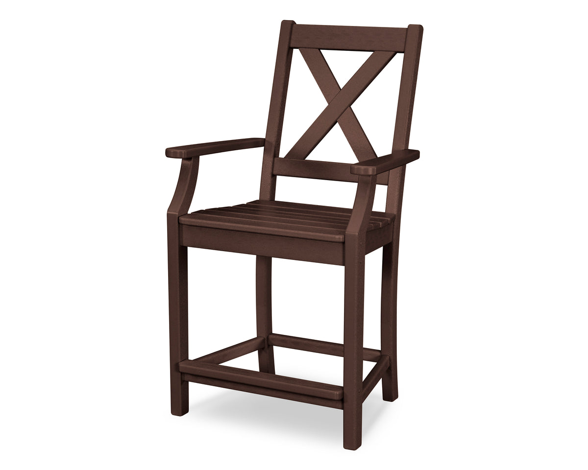 POLYWOOD Braxton Counter Arm Chair in Mahogany