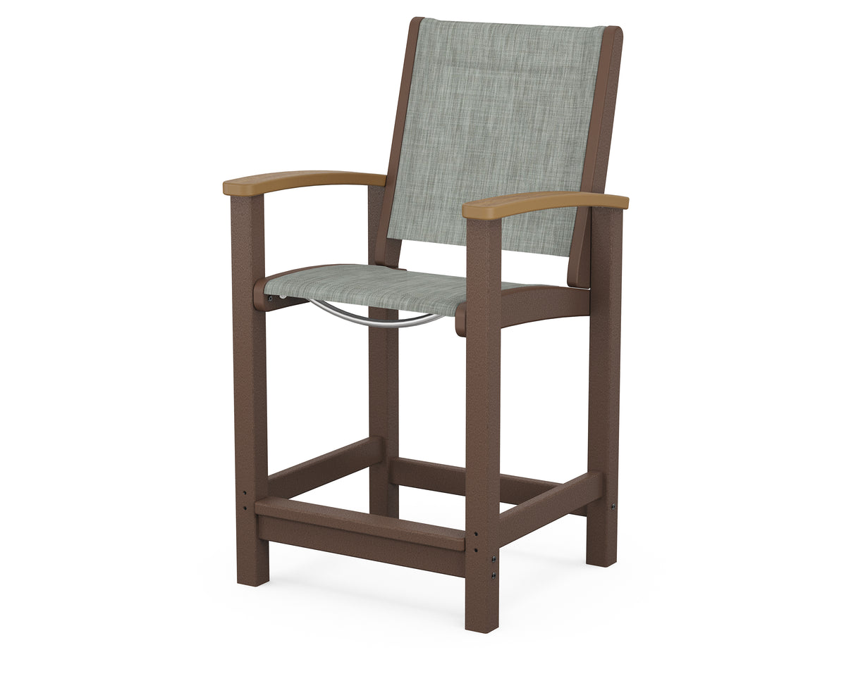 POLYWOOD Coastal Counter Chair in Mahogany / Natural / Birch