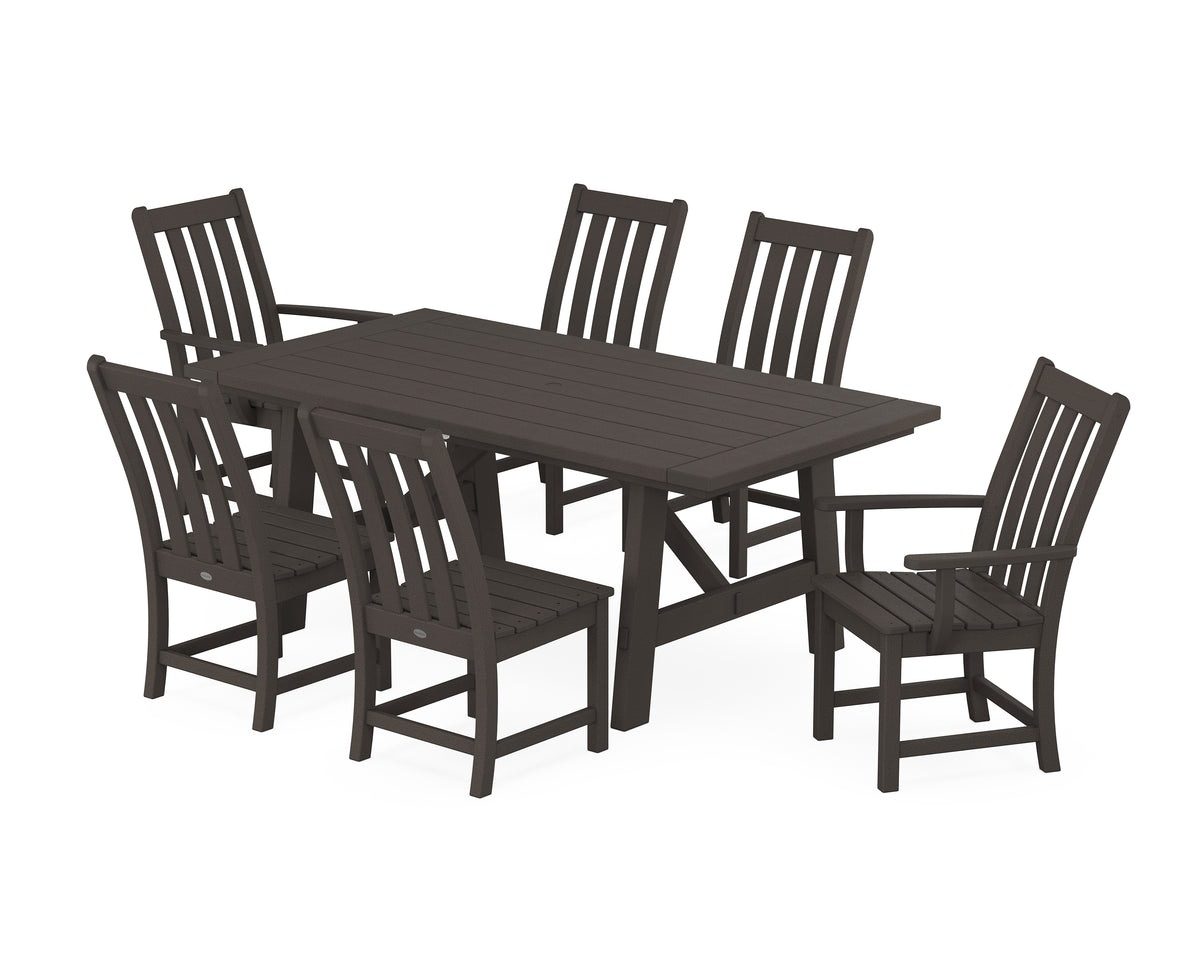 POLYWOOD Vineyard 7-Piece Rustic Farmhouse Dining Set in Vintage Coffee