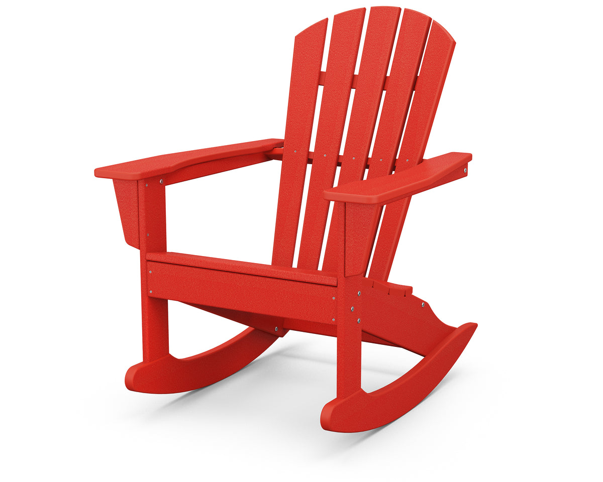 POLYWOOD Palm Coast Adirondack Rocking Chair in Sunset Red